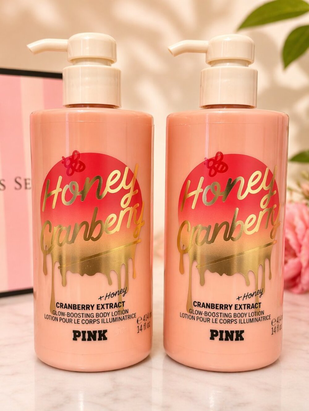 Victoria’s Secret PINK Honey Cranberry Lotion Set of 2 Rare Seasonal 14 oz